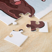 Mooie varken spelen in de modder legpuzzel (Zijkant)