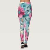 Mooie Vector Bloemen Naadloos Patroon Leggings (Achterkant)