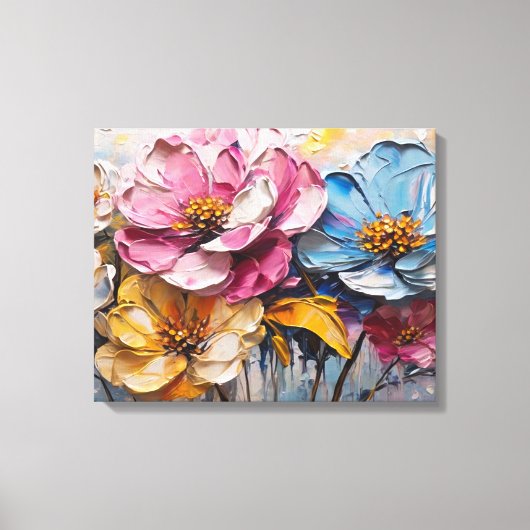 Mooie veelkleurige abstracte schilderij canvas afdruk (Voorkant)