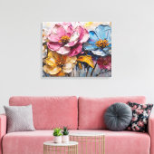 Mooie veelkleurige abstracte schilderij canvas afdruk (Insitu (Woonkamer))