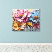 Mooie veelkleurige abstracte schilderij canvas afdruk (Insitu (Houten vloer))