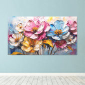 Mooie veelkleurige abstracte schilderij canvas afdruk (Insitu (Houten vloer))