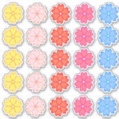 Mooie veelkleurige hart bloem set sticker (Voorkant)