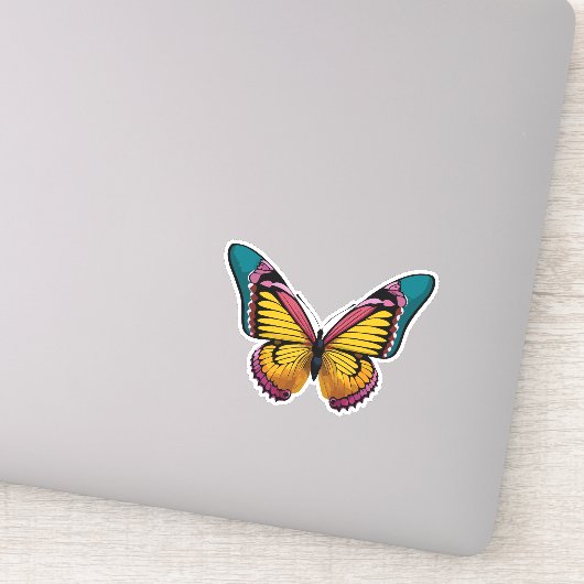 Mooie veelkleurige vlinder sticker (Detail)
