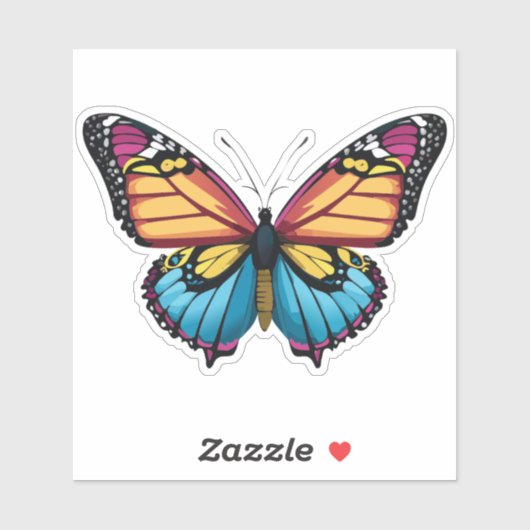 Mooie veelkleurige vlinder sticker (Vel)