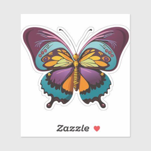Mooie veelkleurige vlinder sticker (Vel)