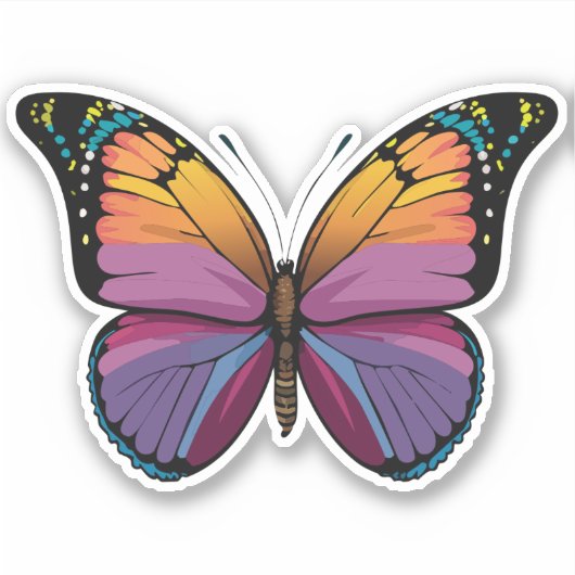 Mooie veelkleurige vlinder sticker (Voorkant)