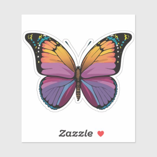 Mooie veelkleurige vlinder sticker (Vel)
