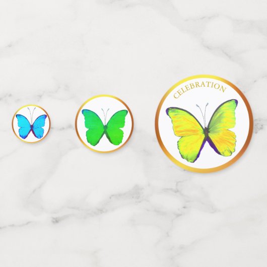 Mooie veelkleurige vlinders & gouden Lijst Confetti (Achterkanten)