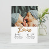 Mooie Veer Geboorte Aankondiging Twins (Staand voorkant)