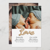 Mooie Veer Geboorte Aankondiging Twins (Voorkant / Achterkant)