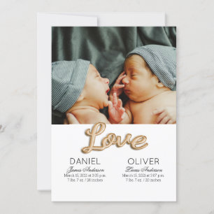 Mooie Veer Geboorte Aankondiging Twins