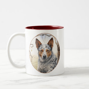 Mooie veestapel hond tweekleurige koffiemok