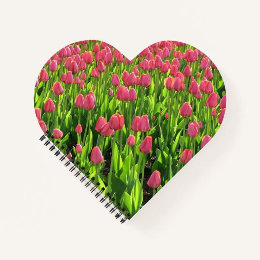 Mooie veld met roze tulpen notitieboek (Voorkant)