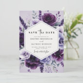 Mooie veld Paarse bloemen bruiloft Save The Date (Staand voorkant)