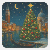 mooie venetiaanse kerst vierkante sticker (Voorkant)