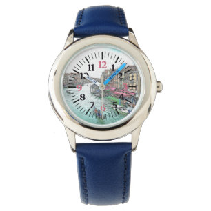 Mooie Venetië Italië met roze cijfers Horloge