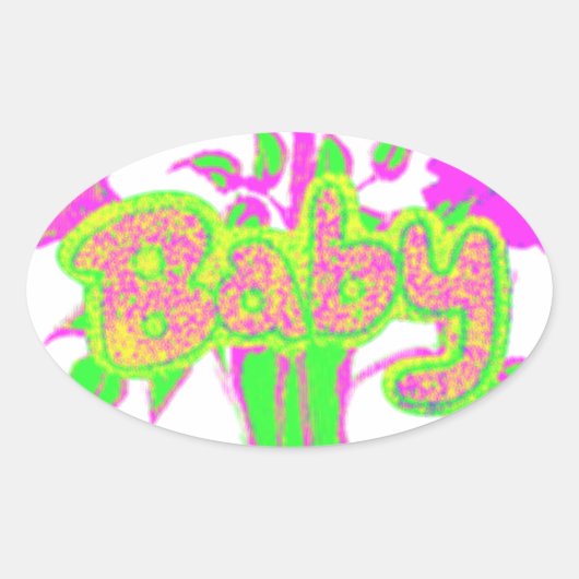 Mooie Verbazingwekkende Baby Roze Inspirerend Bloe Ovale Sticker (Voorkant)