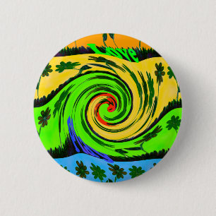Mooie Verbazingwekkende Golvende Zomer Golf Bloemk Ronde Button 5,7 Cm