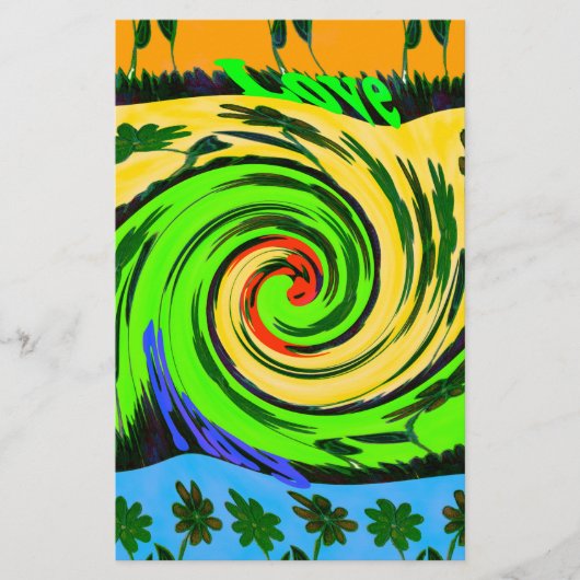 Mooie verbazingwekkende golvende zomergolf bloemen briefpapier (Voorkant)