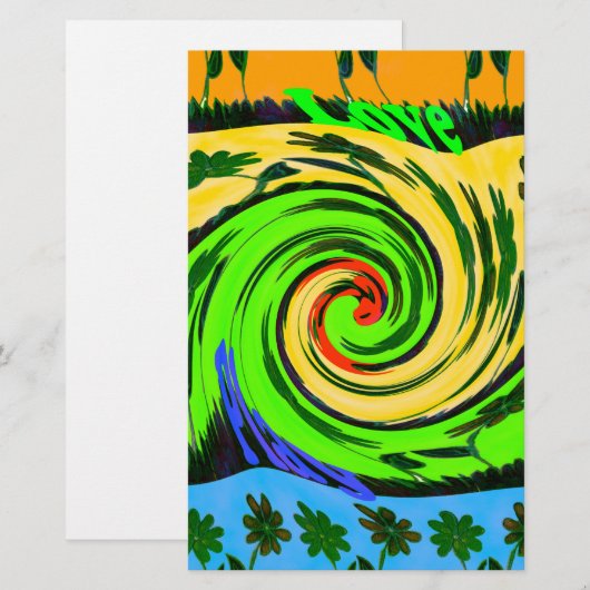 Mooie verbazingwekkende golvende zomergolf bloemen briefpapier (Voorkant / Achterkant)