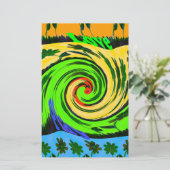 Mooie verbazingwekkende golvende zomergolf bloemen briefpapier (Staand voorkant)