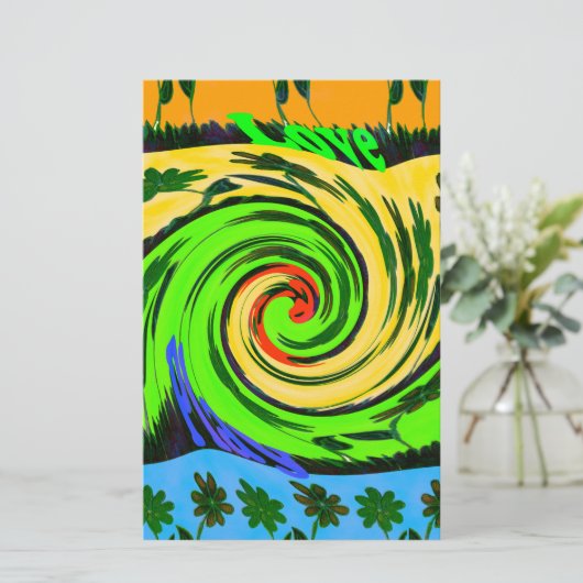 Mooie verbazingwekkende golvende zomergolf bloemen briefpapier (Staand voorkant)