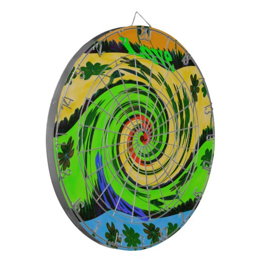 Mooie verbazingwekkende golvende zomergolf bloemen dartbord (Voorkant Links)