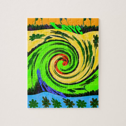 Mooie verbazingwekkende golvende zomergolf bloemen legpuzzel (Verticaal)