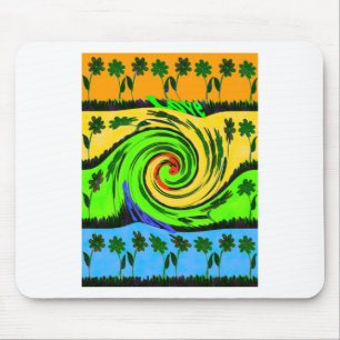 Mooie verbazingwekkende golvende zomergolf bloemen muismat