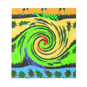 Mooie verbazingwekkende golvende zomergolf bloemen notitieblok