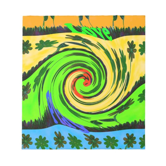 Mooie verbazingwekkende golvende zomergolf bloemen notitieblok (Voorkant)