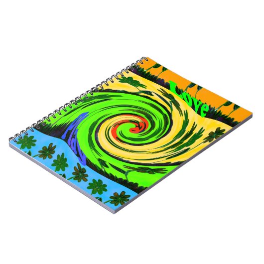 Mooie verbazingwekkende golvende zomergolf bloemen notitieboek (Linkerzijde)