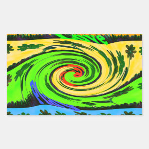 Mooie verbazingwekkende golvende zomergolf bloemen rechthoekige sticker