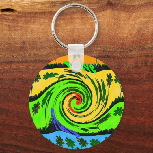 Mooie verbazingwekkende golvende zomergolf bloemen sleutelhanger (Voorkant)