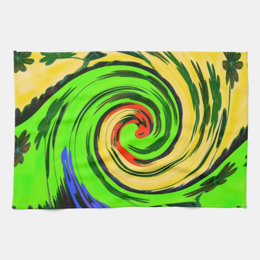 Mooie verbazingwekkende golvende zomergolf bloemen theedoek (Horizontaal)