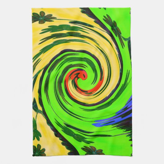 Mooie verbazingwekkende golvende zomergolf bloemen theedoek (Verticaal)