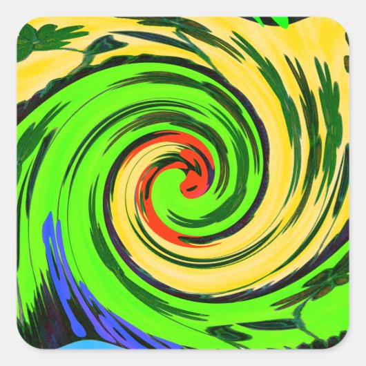 Mooie verbazingwekkende golvende zomergolf bloemen vierkante sticker (Voorkant)