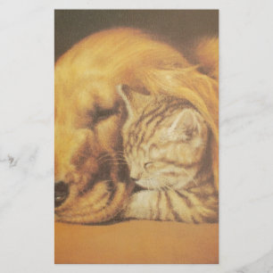 Mooie Verbazingwekkende Kat en Hond Knuffelende Ku Briefpapier
