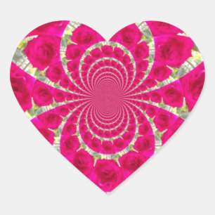 Mooie Verbazingwekkende Rode Rozen Kaleidoscoop Pa Hart Sticker