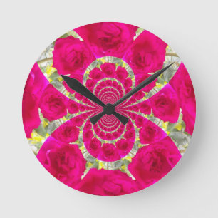 Mooie Verbazingwekkende Rode Rozen Kaleidoscoop Pa Ronde Klok