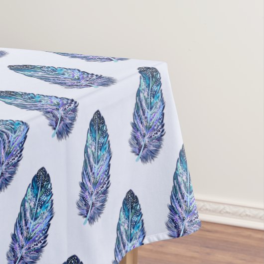 Mooie veren blauwe tablet - aangepaste kleuren tafelkleed (Voorbeeld)