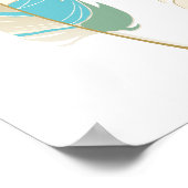 Mooie veren Blauwgroen, groene en cream Poster (Hoek)