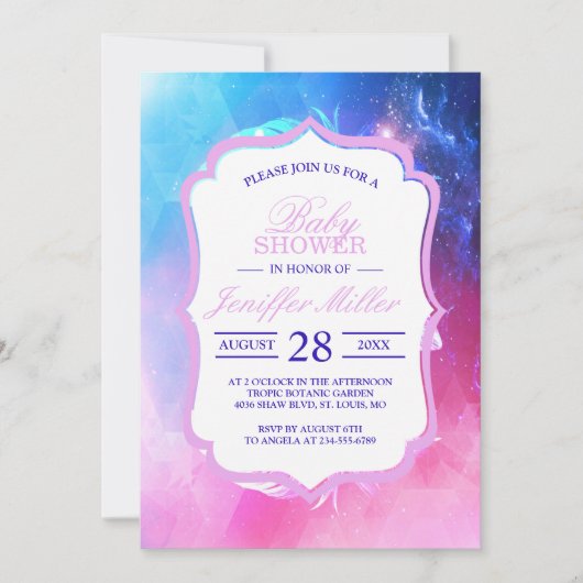 Mooie veren in de ruimte. kaart (Voorkant)