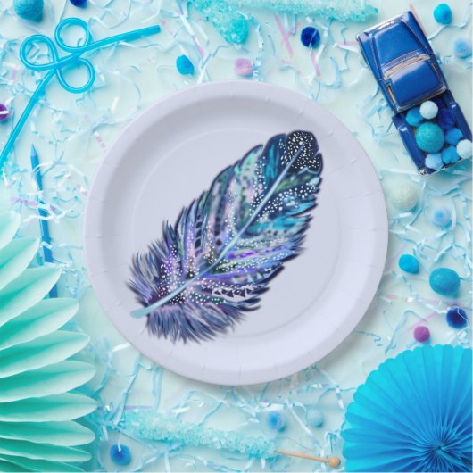 Mooie veren papieren Borden -  Papieren Bordje (Feest)