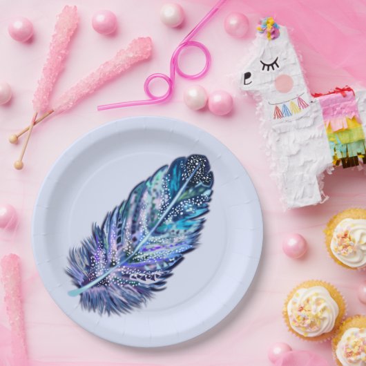Mooie veren papieren Borden -  Papieren Bordje (Feest)
