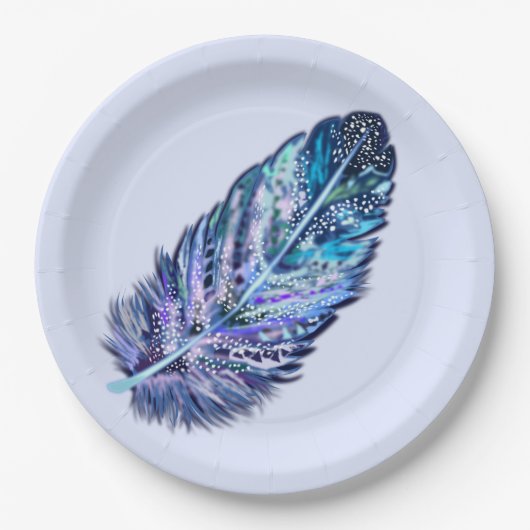 Mooie veren papieren Borden -  Papieren Bordje (Voorkant)