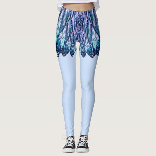 Mooie veren veren - Exotic Mini Skirt - Blauw Leggings (Voorkant)
