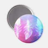 Mooie veren veren in de ruimte magneet (Voorkant / Achterkant)