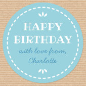 Mooie Verjaardag Blauwe Aangepaste Naam Ronde Sticker